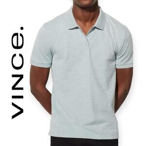 VINCE | XXL | Men's Bay Blue Classic Cotton Slub Short Sleeve Polo Shirt
